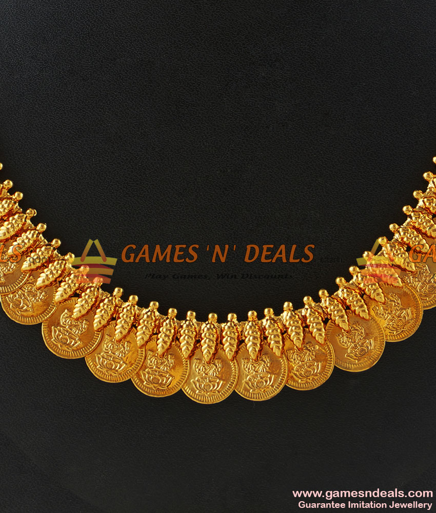 NCKN185 Mulla Arumbu Lakshmi Coin Traditional Kasu Malai Choker Necklace